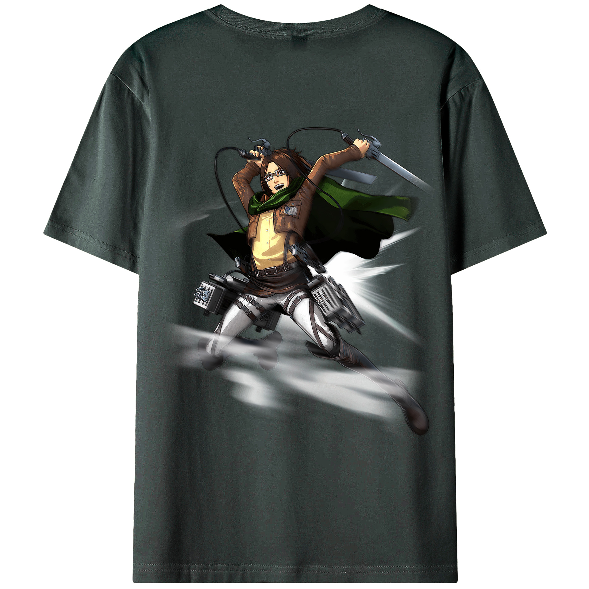 （画像用） 進撃の巨人 ハンジ·ゾエ Attack on Titan Hanji Zoe 綿100％ メンズ半袖Tシャツ（バックプリント） 通気性